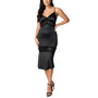 V-Neck Lace-Inset Satin Slip Dress