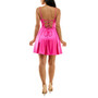 Juniors' Lace-Up-Back Stretch Satin Dress