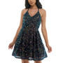 Juniors' Sequined V-Neck Crisscross-Back Dress