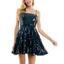 Juniors' Fit & Flare Sleeveless Sequin Dress