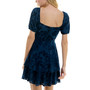 Juniors' Puff-Sleeve Flocked Velvet Mini Dress