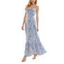 Juniors' Floral-Print Ruffled Ruched Maxi Dress