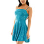 Juniors' Drape-Bodice Sleeveless Metallic Dress