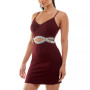 Juniors' Scuba Sleeveless Embellished Bodycon Dress