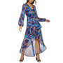 Women's High-Low Blouson-Sleeve Chiffon Dress