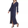 Women's Pleated Woven Faux-Wrap V-Neck Maxi Dress