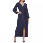 Women's Pleated Woven Faux-Wrap V-Neck Maxi Dress