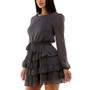 Juniors' Crewneck Tiered Tie-Waist Chiffon Dress