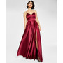 Juniors' V-Neck Satin Gown, Created for Macy's