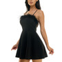 Juniors' Feather-Trim Fit & Flare Dress