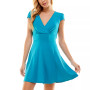 Juniors' Surplice Tie-Back Cutout Skater Dress