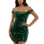 Juniors' Off-The-Shoulder Sequin Bodycon Mini Dress