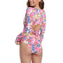 Juniors' Bloomin Babe Rash Guard One-Piece Swimsuit