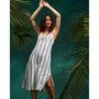 Juniors' Sweetest Step Striped Tie-Front Keyhole Midi Dress