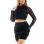 Ruffled Smocked Knit 2-Pc. Mini Dress