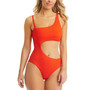 Women's Micro Ribbed Asymmetrical Cutout One-Piece Swimsuit, Created for Macy's
