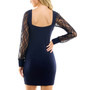 Women's Square-Neck Lace-Illusion Bodycon Dress