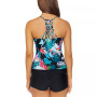 Juniors' Floral-Print Macrame-Back Tankini Top &  Aloha Solid Swim Shorts