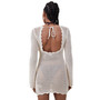 Women's Crochet Long Sleeve Mini Dress