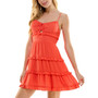Juniors' V-Neck Adjustable-Strap Tiered Dress