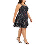 Trendy Plus Size Metallic Dot Skater Dress