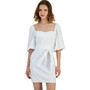 Women's Embroidered Sleeve Lace-Up Dress