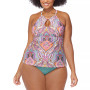 Raisins Plus Size Silk Road Rosalie Keyhole Tankini Top & Matching Bottoms