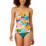 Women's Plumeria Printed Shirred Tankini Top & High-Waist Bottoms