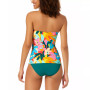 Women's Plumeria Printed Shirred Tankini Top & High-Waist Bottoms