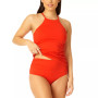 Women's High-Neck Shirred Tankini Top & Bikini Bottoms