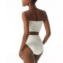 Women's Textured Bandeau Bikini Crop Top & Bottoms