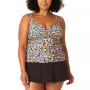 Plus Size Twisted Tankini Top & Banded Swim Skirt