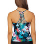 Juniors' Floral-Print Macrame-Back Tankini Swim Top