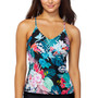 Juniors' Floral-Print Macrame-Back Tankini Swim Top