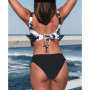 Women's Bikini Swimsuit Front Cross Lace Up Two Piece Bathing Suit