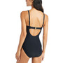 Women's Solid High-Neck Lace-Up One-Piece Swimsuit
