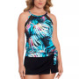 Women's Printed High-Neck Side-Tie Tankini & Solid Swim Skirt, Created for Macy's