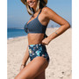 Women's Lace-Up Bralette & Ruched High Waist Bikini Set
