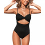 Women's One Piece Swimsuit Cutout Scallop Trim Bathing Suit