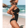 Women's One Piece Swimsuit Cutout Scallop Trim Bathing Suit