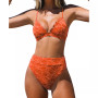 Women's Bikini Set Scalloped Cross Back High Waisted Bathing Suit Swimsuit