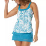Current Mesh Overlay Tankini Top & Illusion-Overlay Swim Skirt