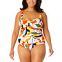 Women's Twist-Front Printed One-Piece Bandeau Swimsuit