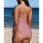Women's V Neck Tummy Control One Piece Swimsuit