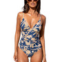 Women's Paisley V Neck Tummy Control One Piece Swimsuit