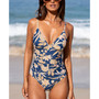 Women's Paisley V Neck Tummy Control One Piece Swimsuit