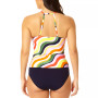 Women's Printed High-Neck Tankini & High-Waisted Solid Bottoms