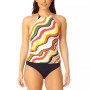 Women's Printed High-Neck Tankini & High-Waisted Solid Bottoms
