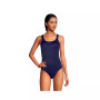 Women's Chlorine Resistant Scoop Neck High Leg Soft Cup Tugless Sporty One Piece Swimsuit