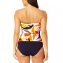 Women's Printed Twist-Front Bandeaukini & Solid High-Waisted Bottoms
